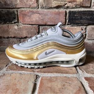 Nike Air Max 97 SE White Metallic Gold Women Running Shoes Sneakers Size 7.5